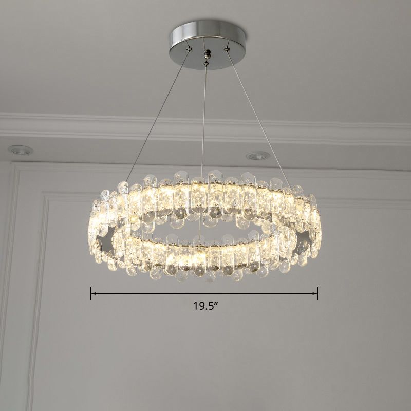 K9 Crystal Ring Shaped Suspension Lamp Simplicity Chrome Finish LED Chandelier Pendant Light