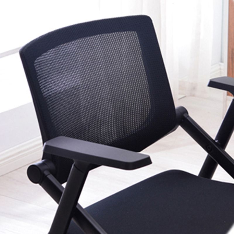Modern Folding Conference Chair Black Frame and Seat Chair with Fixed Arms