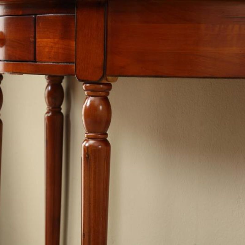 Wood Mid-Century Modern Console Table Half Moon Single Drawer Sofa Table