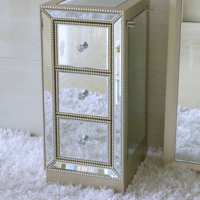 Sliver Glass Vanity Set 15.74" Wide Make-up Vanity with 6 Storage Drawers