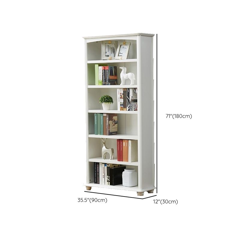 Contemporary Wood Bookshelf Standard Closed Back White Bookcase