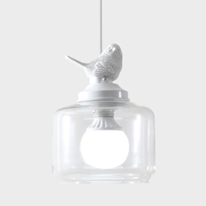 Glasförmige transparente Glashängele hängendes Licht nordische Einfachheit Schlafzimmer Beleuchtung Anhänger mit Harz Vogeldekoration