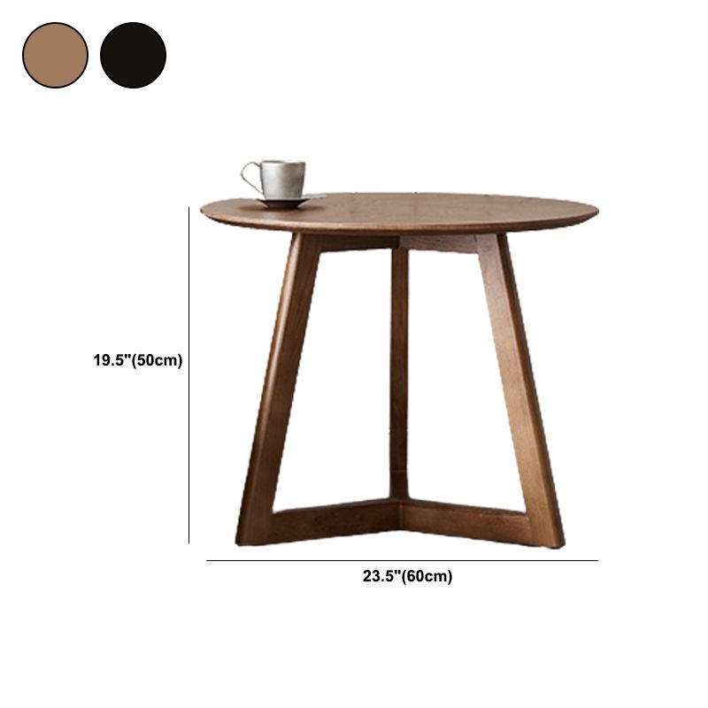 Scandinavian Solid Wood Round Top Side Table 19.6-inch 3 Legs End Table