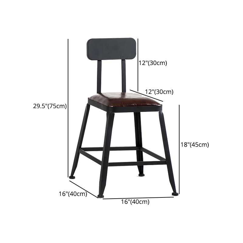 Asiento de cuero cuadrado de estilo industrial con patas de metal Taburete para barra de cocina