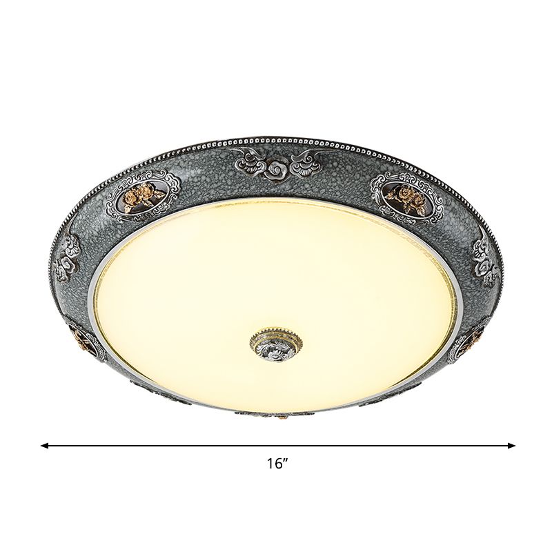 Abat-jour en forme de dôme pour chambre à coucher, luminaire traditionnel en verre givré, 13/16/19,5 pouces de large, LED gris, plafond encastré dans une lumière chaude/blanche