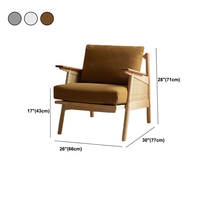 Nordic Style Wood Armrest with Pillow Back Wood Wood Color Arm Chair