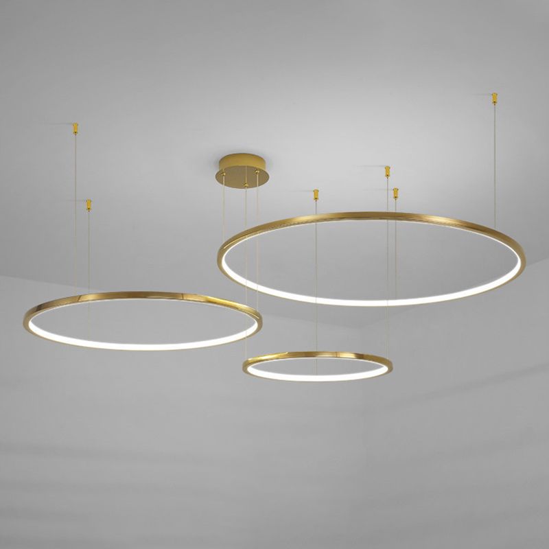 Cercle d'éclairage de lustre doré en acier inoxydable lampe à lustre simple