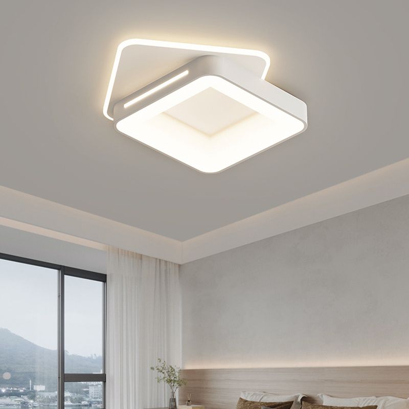 Modern Flush Mount LED Geometric Shape Metal Ceiling Light with Acrylic Shade for Bedroom