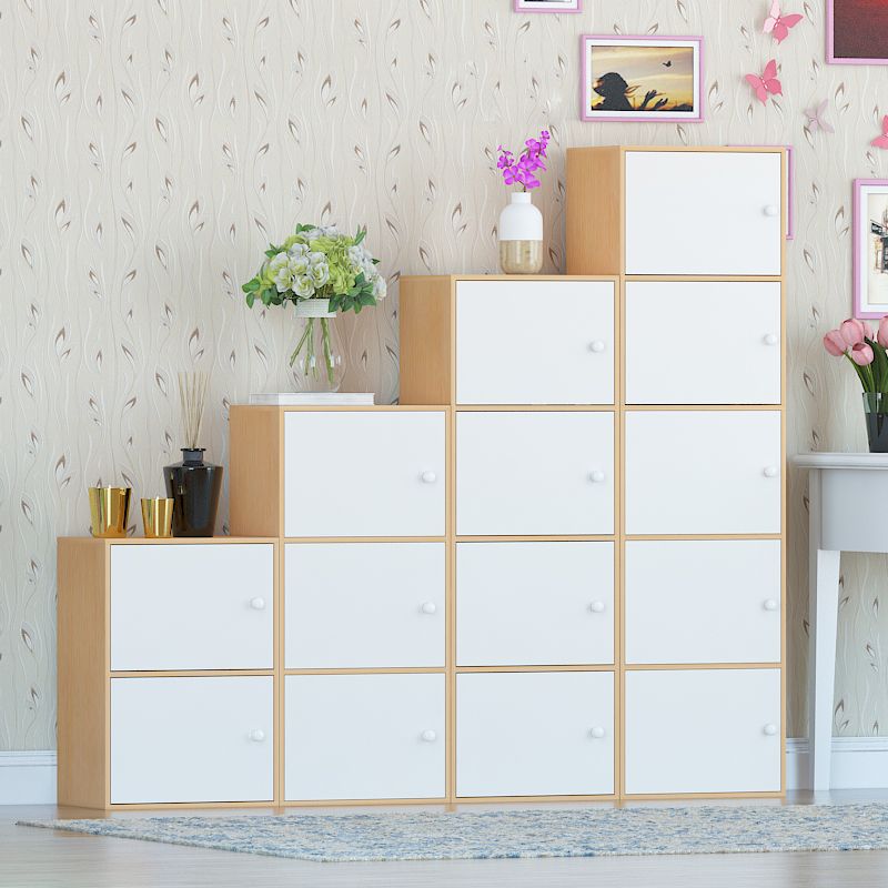 Manufactured Wood Standard Bookcase Contemporary Vertical Shelf with Cabinets