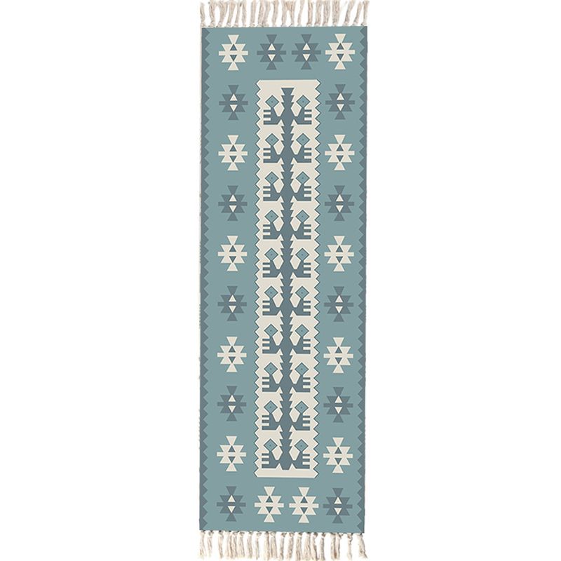 Multi Color Funky Rug Cotton Geometric Shapes Rug Pet Friendly Machine Washable Carpet for Bedroom
