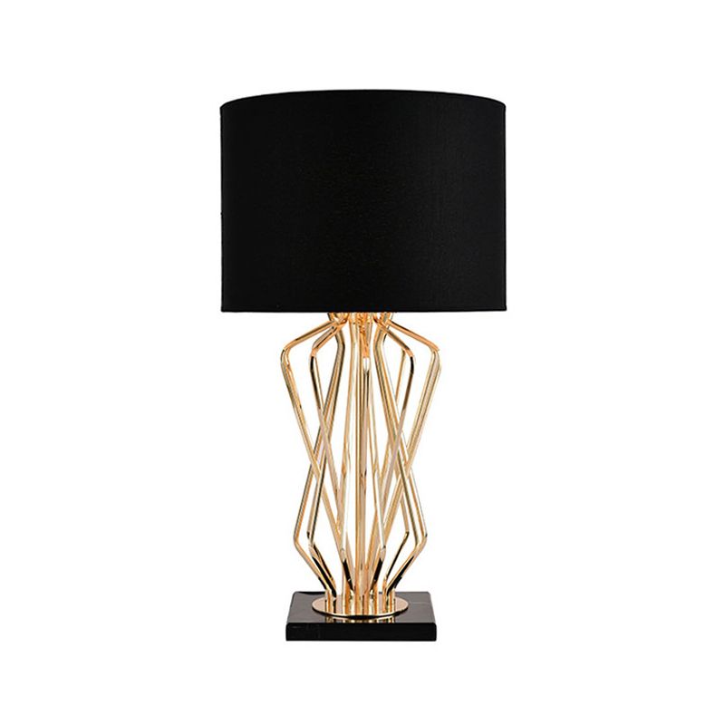 Acabado dorado Lámpara de mesa de metal de 1 bulbo de acabado con cilindro negro/blanco