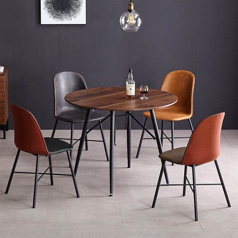 Modern Upholstered Armless Chair Leather Dining Chair with Metal Base