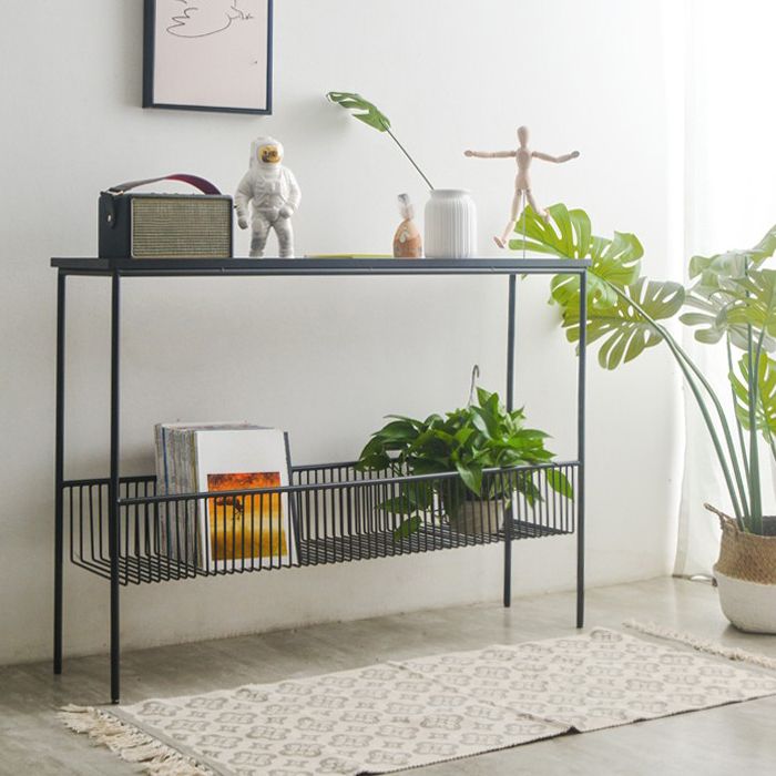 Iron Modern Accent Table 33.86-inch Tall Console Table with Shelves