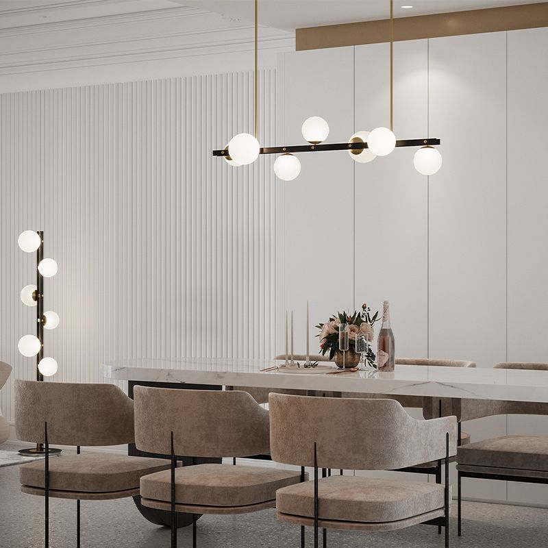 Modern Style Dining Pendant Lamp Dining Room Glass Shade Hanging Light Fixture