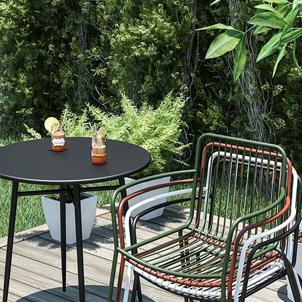 Modern Metallic Finish Dining Table Set 1/3/5 Pcs Metal Dining Set