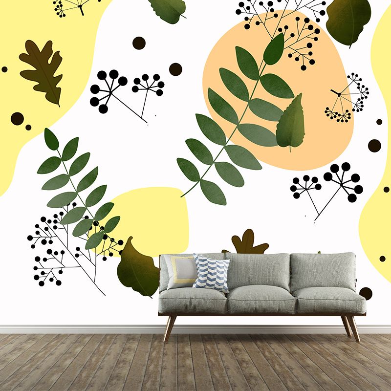 Environmental Tropical Plant Illustration Wallpaper Bedroom Wall Mural