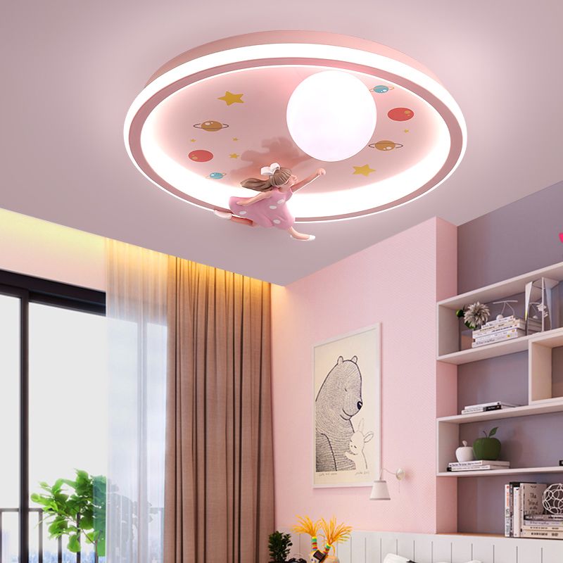 Luz de techo empotrada redondeada creativa de 1 luz de montaje empotrado LED rosa para dormitorio