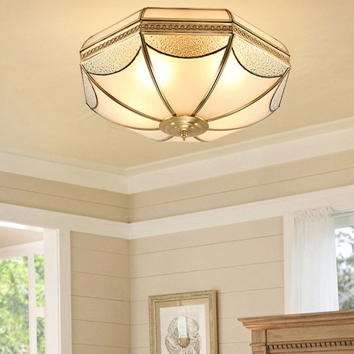 Bronze Ceiling Mount Light Fixtures Colonial Ceiling Flush Mount Lights with Glass Shade