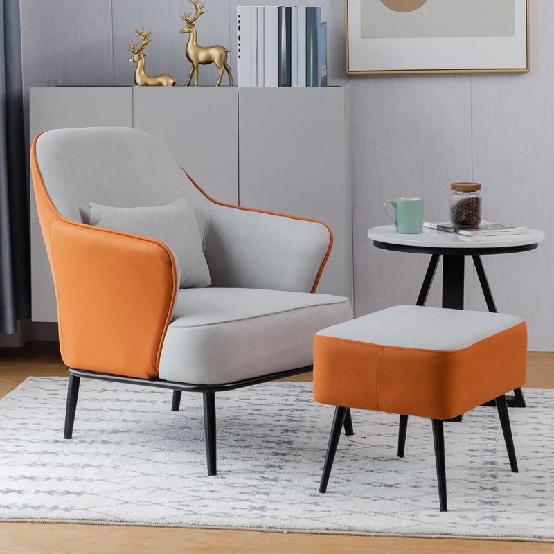 Modern Armchair Solid Color Pillow Back Basic Four Legs Chair