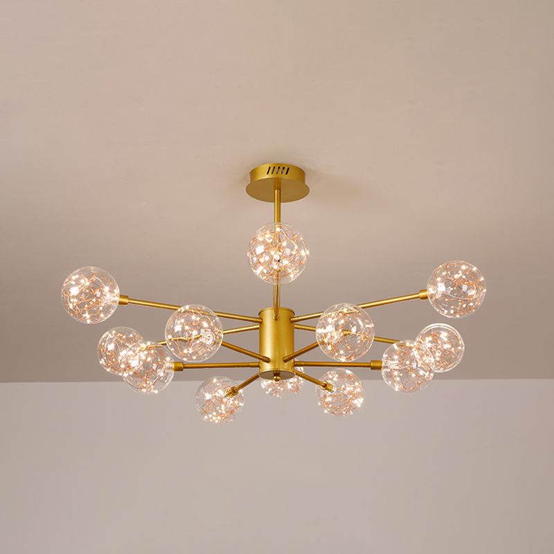 Luce a sospensione a sospensione globale con soffitto in vetro trasparente contemporaneo