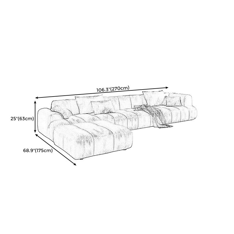 Velvet Round Arm Sectionals 24.8"High Tight Back Sofa with 4 Pillows