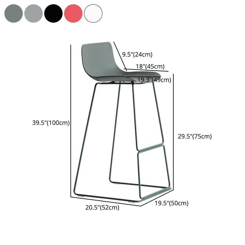 Modern Metal Plastic Bar Stools Indoor Barstool with Iron Legs and Low Back