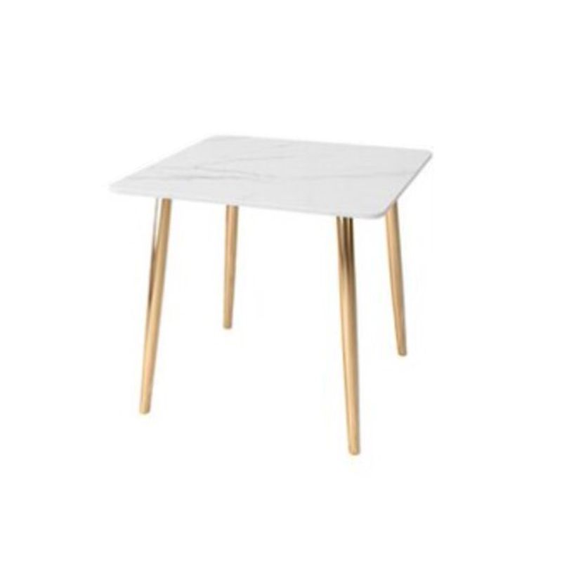 Glam Style Stone Square Dining Table with Metal 4 Legs for Living Room