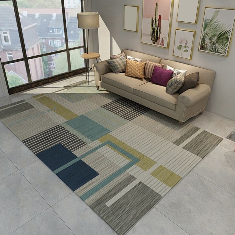 Aesthetics Modernist Rug Soft Color Geometrical Patterned Carpet Stain Resistant Rug for Home