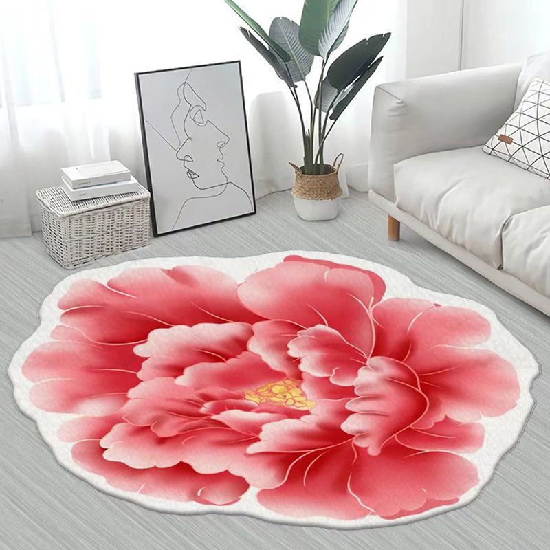 Yellow Flower Carpet Polyester Casual Carpet Washable Rug for Living Room