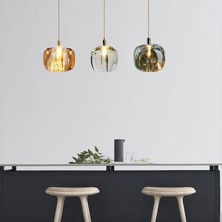 Glass Block Ceiling Pendant Light 1 Light Creative Hanging Light for Living Room Bar