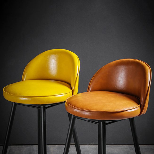 Contemporary Restaurant Footrest Stool Matte Finish Leather Barstool