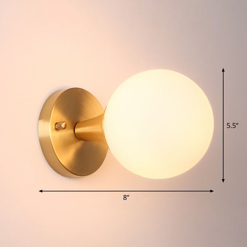 Spherical Sconce Wall Lighting Postmodern Milk Glass Living Room Wall Lamp in Gold