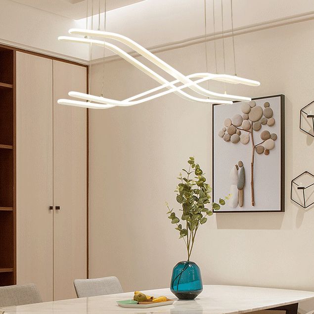 Streamlined Dining Room Ceiling Pendant Acrylic LED Minimalist Chandelier in Warm/White Light