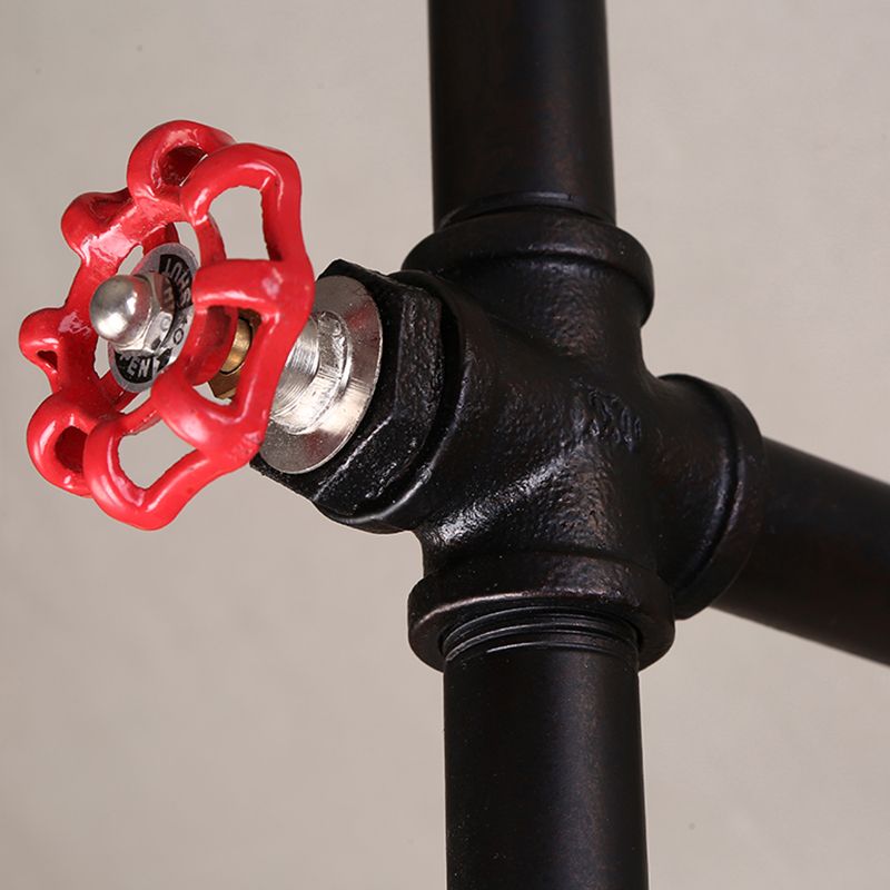 Iron Cone Wall Lamp Rustic 1 Bulb Restaurant Wall Light Fixture with Water Valve in Black