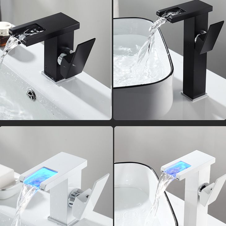 Waterfall Spout Vessel Sink Faucet Single Handle Square Faucet