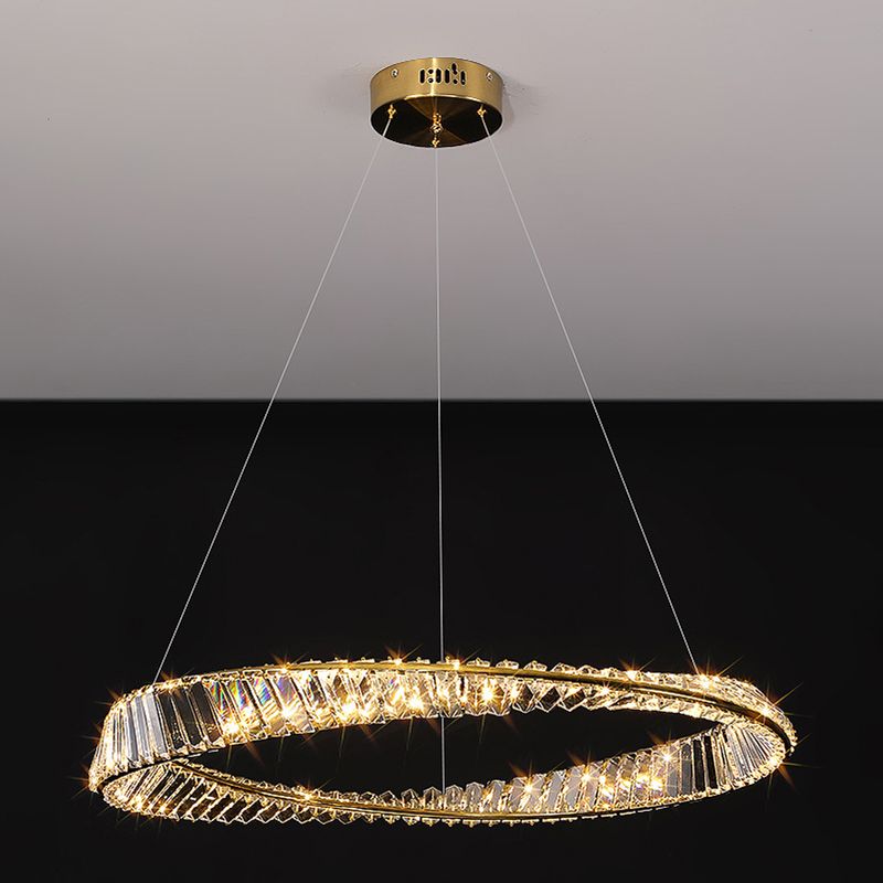 Kreis Decke Kronleuchter einfacher LED -Kronleuchterbeleuchtung mit Kristallschatten