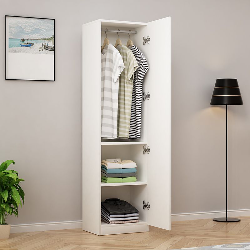 Manufactured Wood Kids Closet Contemporary White Armoire Cabinet with Garment Rod