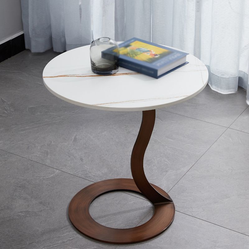 Metal Black Round Modern Block Side Table White Pedestal End Table