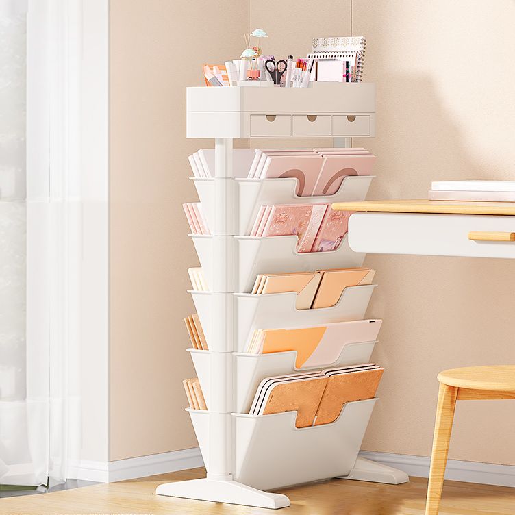 7.87"W Bookcase Contemporary Style Closed Back White Bookshelf for Home Office