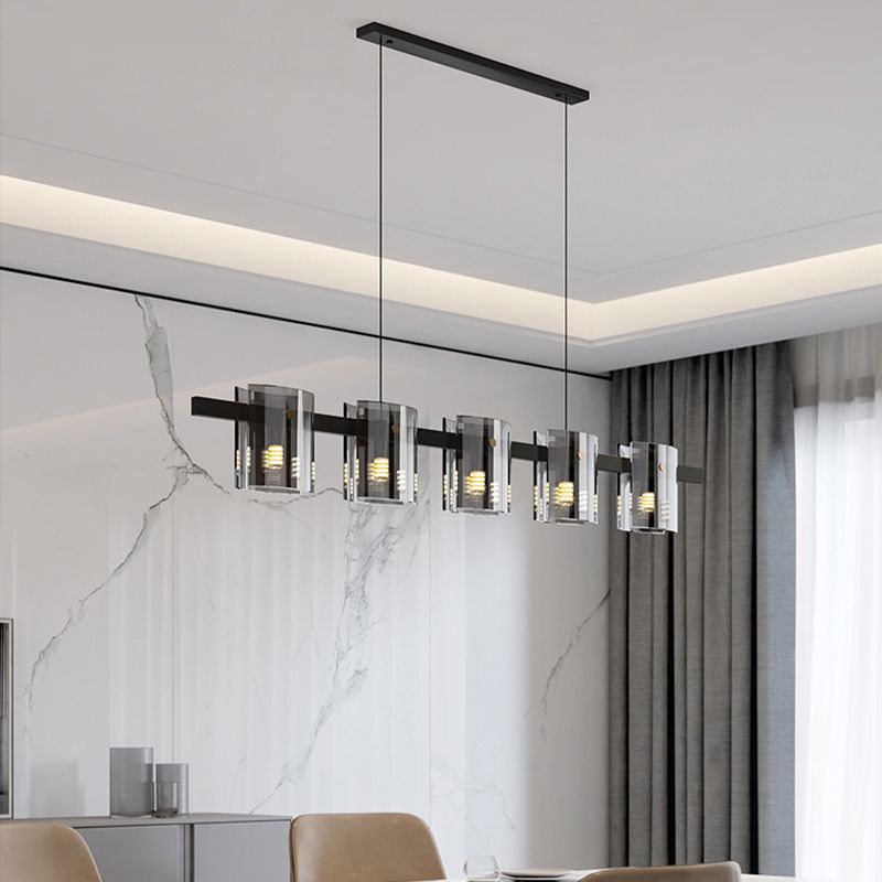 5/6-Light Modernism Black Ceiling Light LED Island Lighting for Dining Table