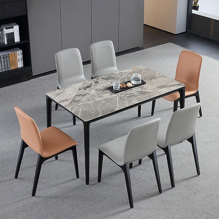 Rechthoek 4 poten industriële tafel grijze tonus vaste tafel van gesinterde steen