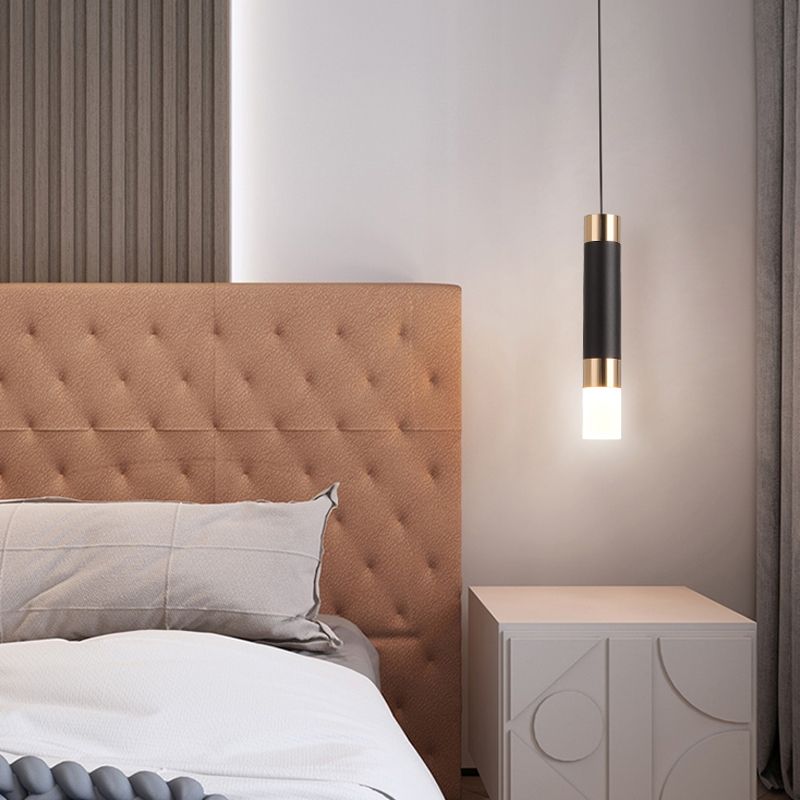 1-Light Line Hanging Pendant Modern Style Metal Hanging Lighting for Living Room