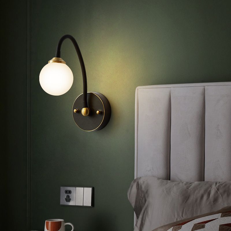Brass Globe Wall Light Nordic Black Wall Sconce with Glass for Living Room