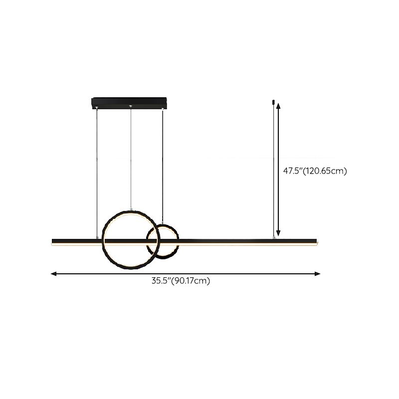 Dark Black Linear Kitchen Island Fixture Metal LED Ceiling Pendant Lighting