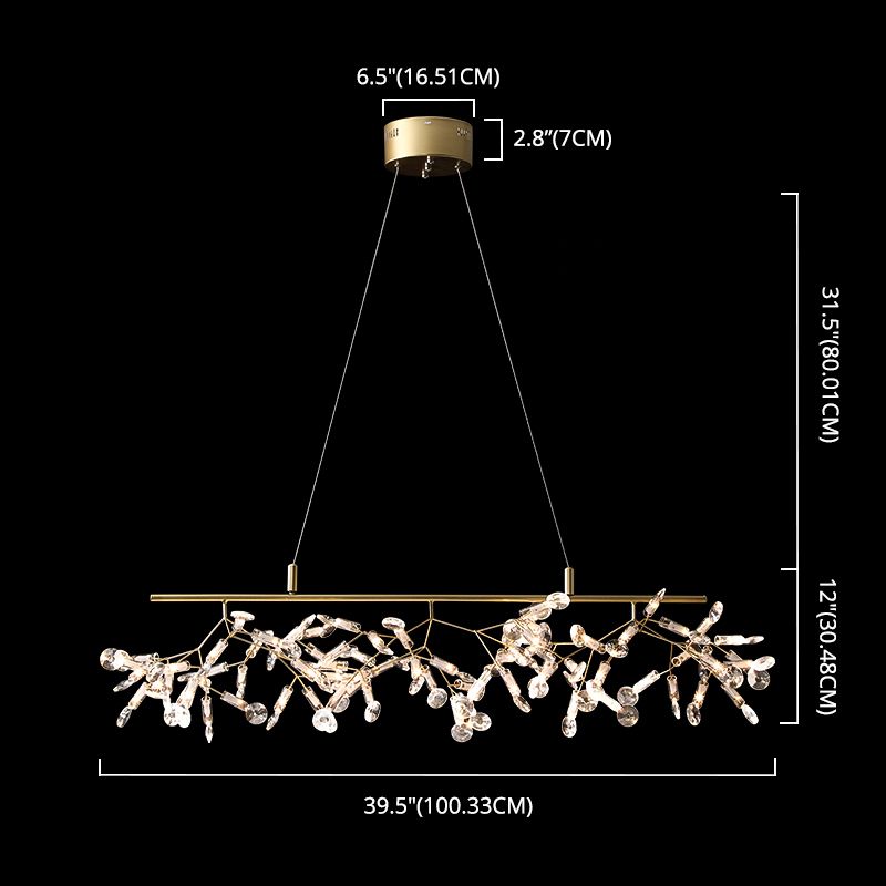 Contemporary Firefly Linear Island Lighting Fixtures Gold Crystal Hanging Pendant Lights