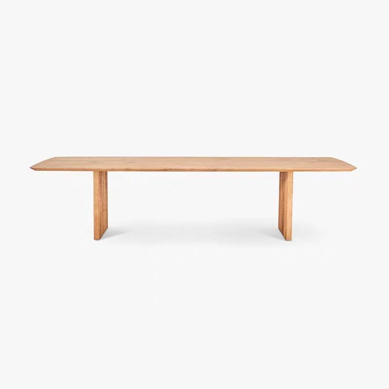 Rechthoekvorm Minimalistische eettafel houten kleur vaste tafel met massief hout