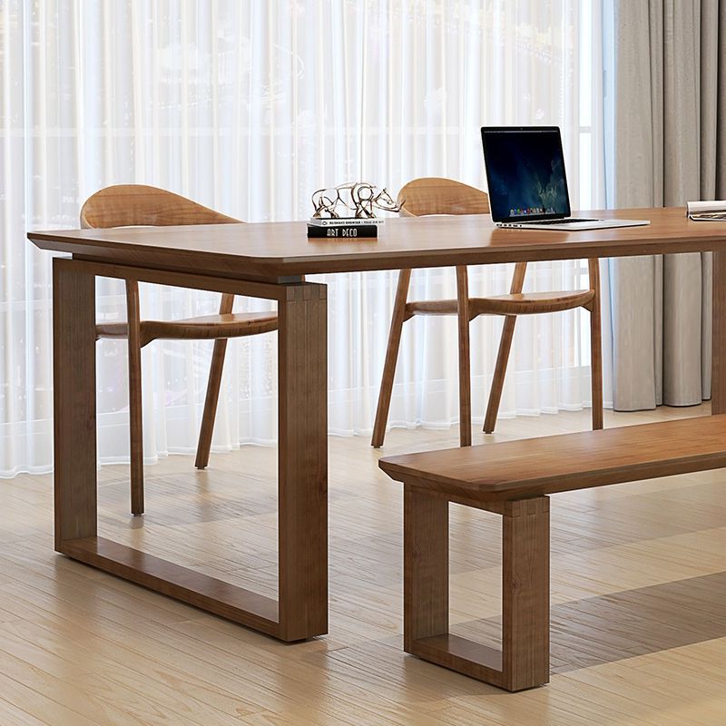 Rectangular Shaped Office Conference Tables Wood Writing Desk in Brown