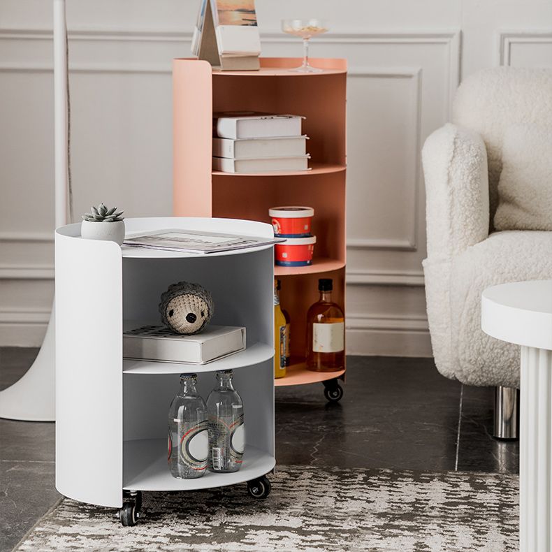 Mid-Century Round Side End Table Metal End Slide Table with Shelf