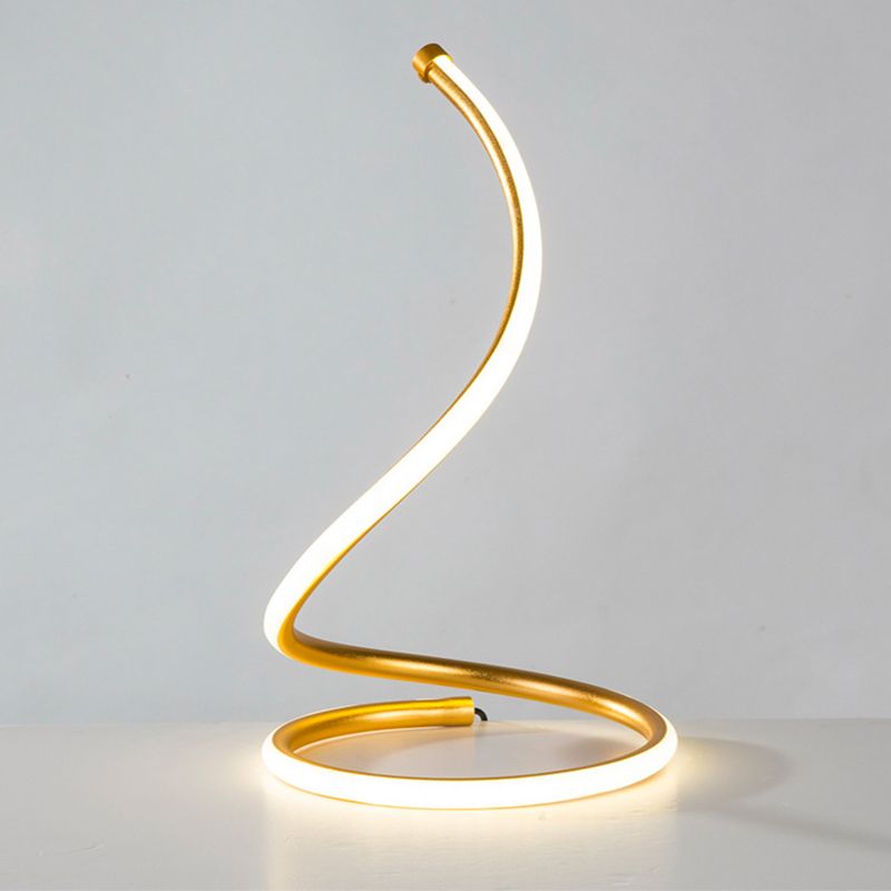 Curling Nightstand Lamp Simple Artistic Metal Bedside LED Linear Table Lighting