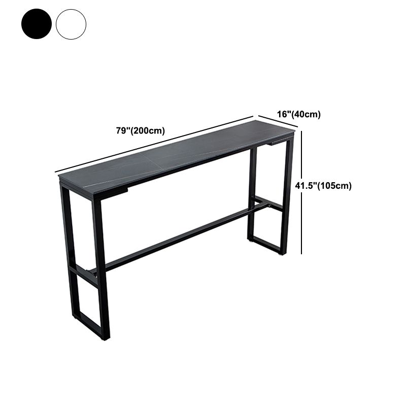 Sintered Stone Bistro Bar Desk Rectangle Bar Height Table with Trestle Base